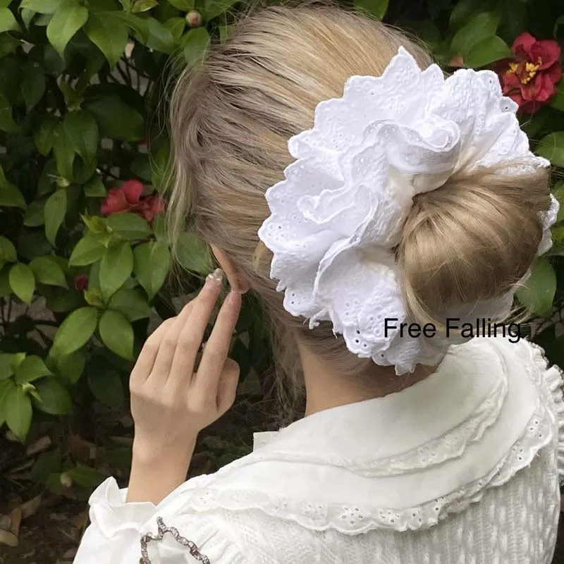 Top Trends: Fashion Lace Scrunchies French Romantic Elastic Hair Bands Girls Solid Ponytail Holder Headwear Hair Rope Women Hair Accessories Shoppable Styles - Image 2