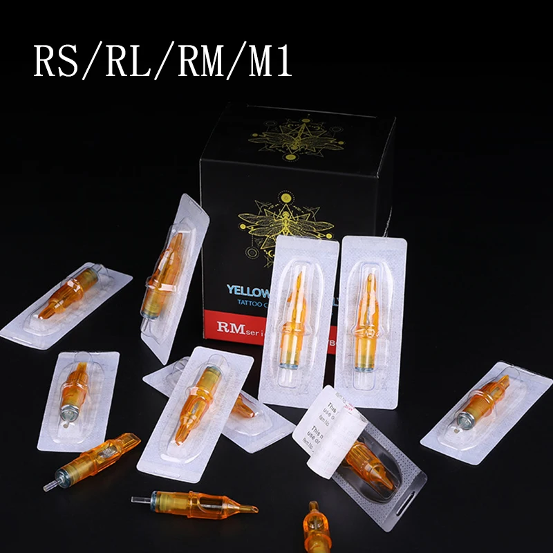 Top Trends: 5 / 10pcs Yellow Dragonfly Tattoo Cartridge Needle 1 3 5 7 9 11 13 14 15 RL RM RS M1 For Tattoo Machine Pen Needle Accessories Shoppable Styles - Image 3