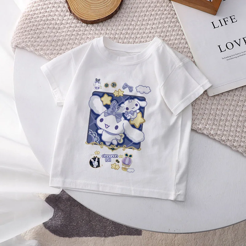 Top Trends: Cinnamoroll Children T-shirt Kawaii T Shirt Sanrio Anime Cartoon Casual Clothes Tee Shirts Y2K Kid Girl Boy Fashion Harajuku Top Shoppable Styles