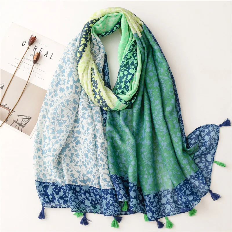 Top Trends: 2024 Fashion Aztec Floral Thin Tassel Viscose Shawl Scarf Lady Print Soft Pashmina Stole Wrap Snood Bufandas Muslim Hijab Sjaal Shoppable Styles