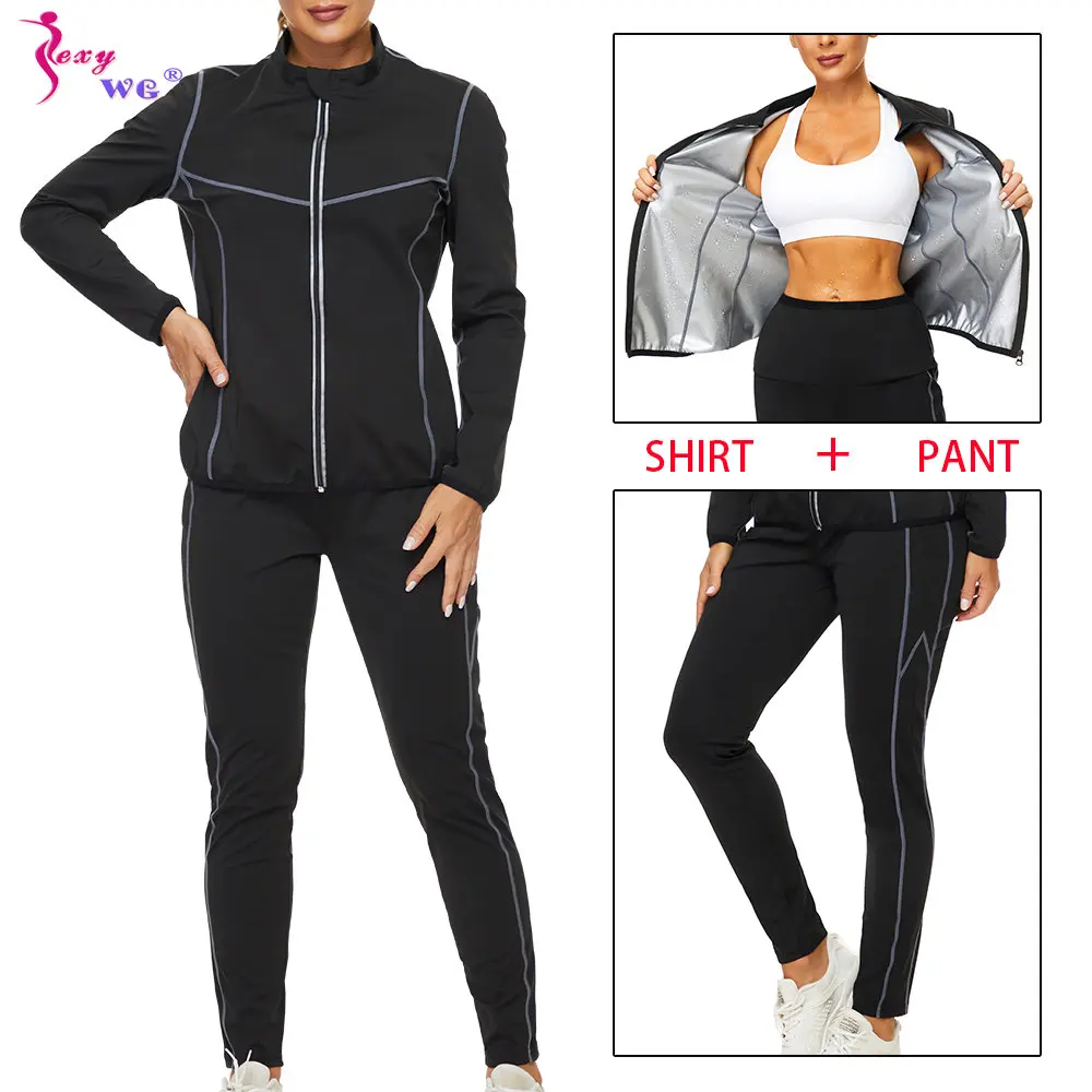 Top Trends: SEXYWG Sauna Set For Women Weight Loss Suit Sweat Top Pants Fitness Jacket Leggings Thermo Long Sleeves Trousers Body Shaper Gym Shoppable Styles