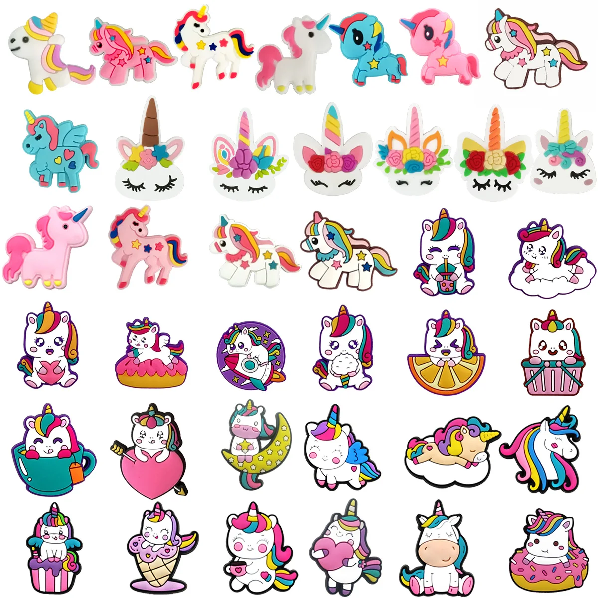 Top Trends: 1-38Pcs Lovely Unicorn Sandals Shoe Charms PVC Accessories Boys Girls Slippers Buckle Decorations Pins Fit Woman Gifts Shoppable Styles