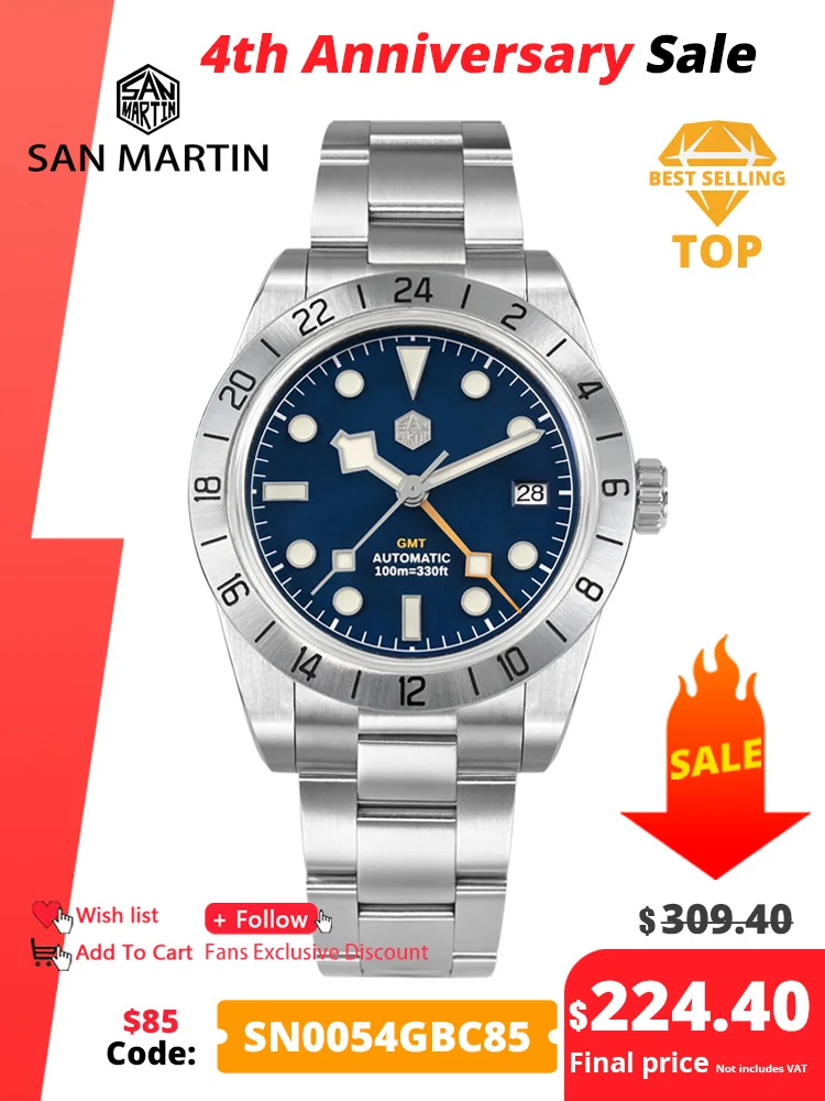 Top Trends: San Martin New NH34 39mm BB GMT Color Dial Luxury Men&#039;s Watch For Men Business Automatic Mechanical Watches Sapphire Date BGW9 Shoppable Styles