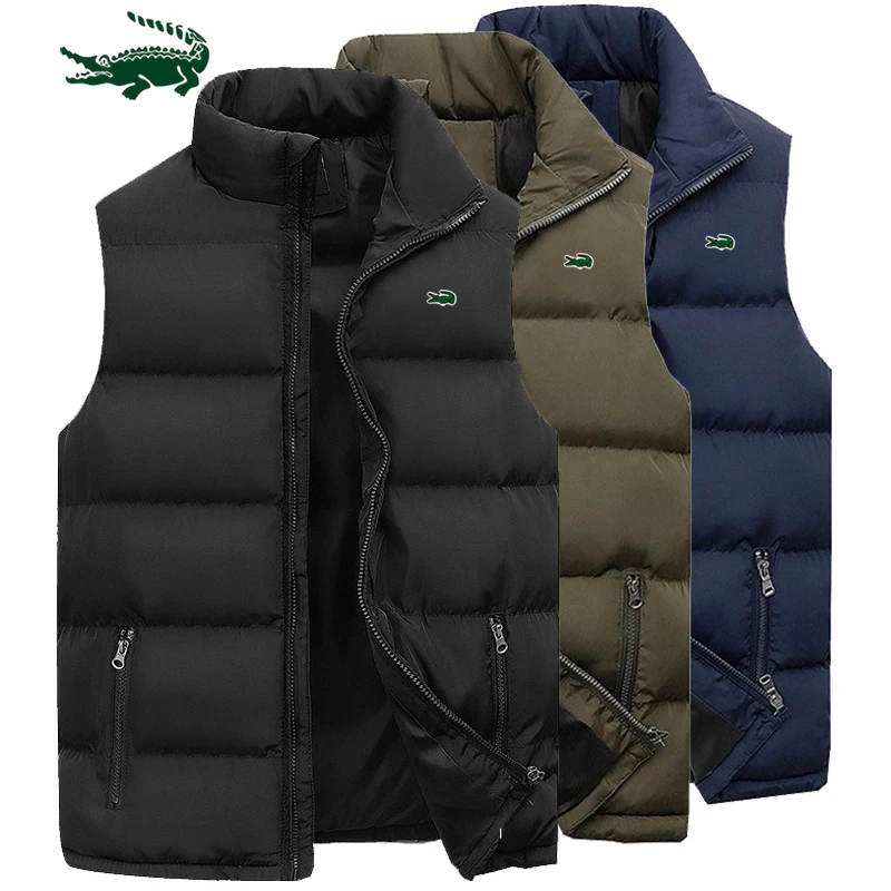 Top Trends: Mens Vest Jacket Warm Sleeveless Jackets Winter Waterproof Zipper Coat Autumn Stand-up Collar Casual Waistcoat Brand Clothing Shoppable Styles