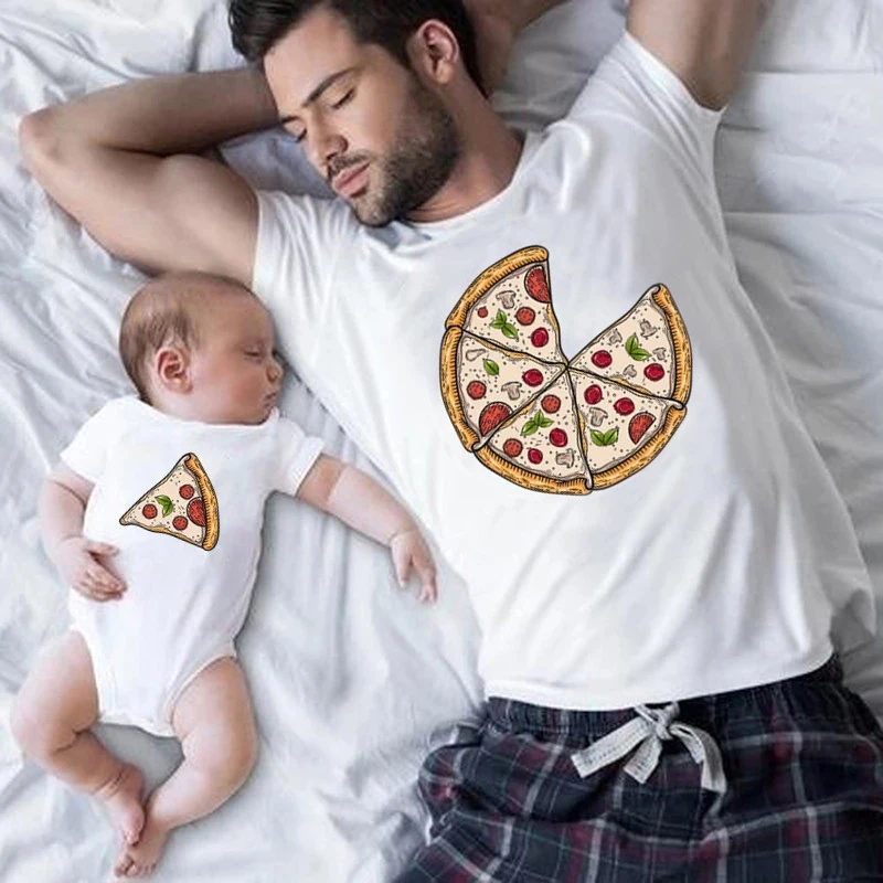 Top Trends: Summer New Family Matching T Shirt Pizza Cartoon Pattern Dad Son Mom Daughter T-shirts Top Fashion Cotton Short Sleeve Clothes Shoppable Styles