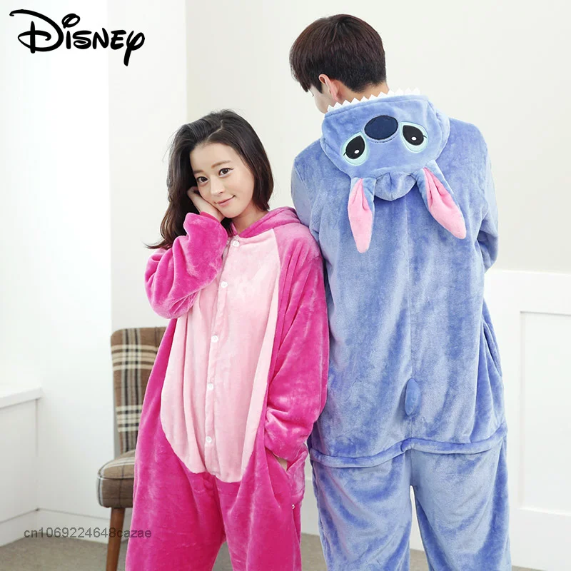 Top Trends: Disney Cartoon Stitch One Piece Set Pajamas Couples Cartoon Anime Home Clothes Women Men Plush Jumpsuits Y2k Cosplay Sleepwear Shoppable Styles