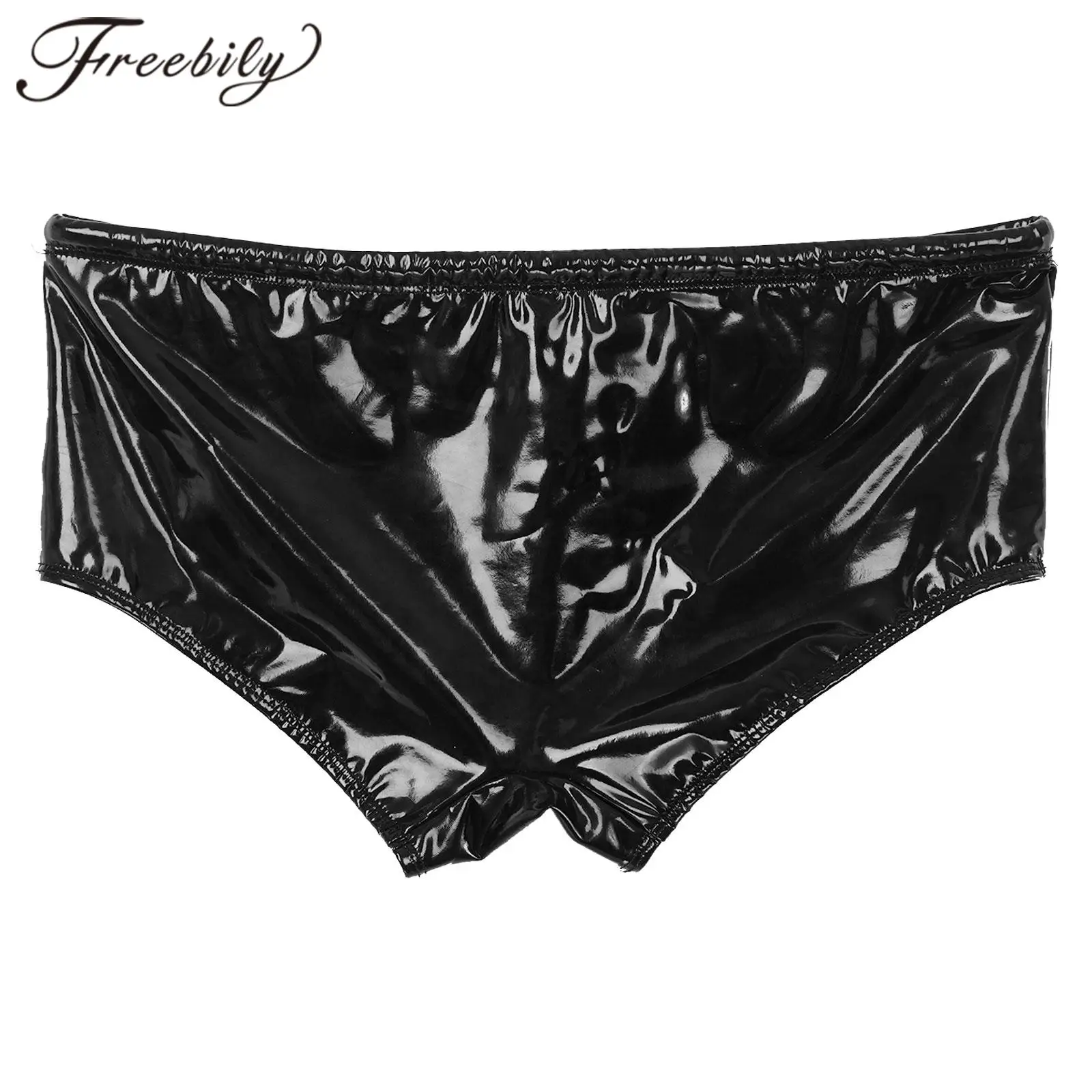 Top Trends: Men Swimming Trunks Wet Look Patent Leather Shorts Short Pants Low Rise Drawstring Boxer Shorts Beach Swimwear Party Clubwear Shoppable Styles