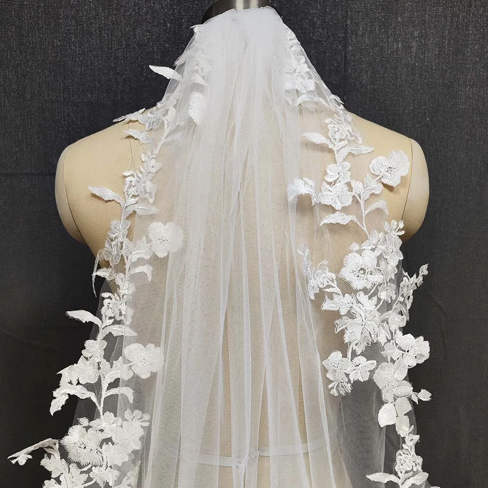 Top Trends: Real Photos Long Lace Wedding Veil With Comb One Layer Bridal Veil Voile De La Mariée Wedding Accessories Shoppable Styles