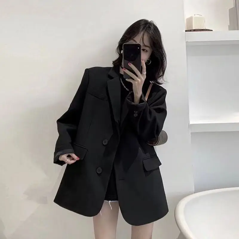 Top Trends: Black Blazer Women Spring Autumn Jacket Long Sleeve Suit Korean Chic Loose Office Lady Clothing Coat Streetwear White New Shoppable Styles