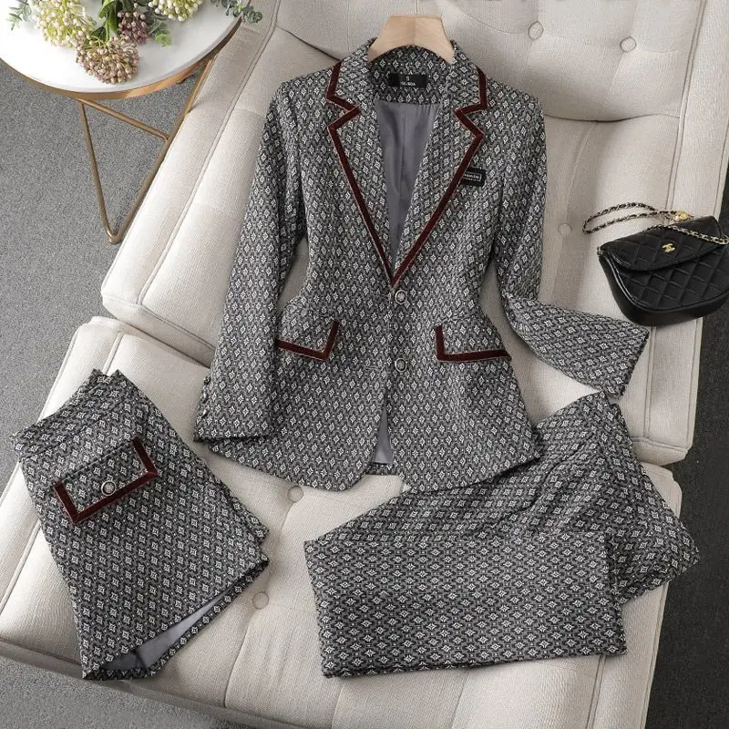 Top Trends: Women&#039;s Fashion Casual Blazer Set Korean Elegant Spring And Autumn Temperament Suit Coat Trousers Two-piece Ladies Pants Suits Shoppable Styles