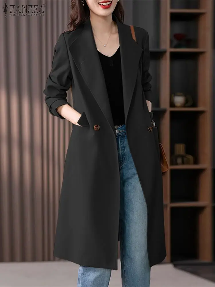 Top Trends: ZANZEA Fashion Work OL Blazer Woman Long Sleeve Lapel Neck Jackets Autumn Elegant Button Down Outwear Vintage Solid Coats 2023 Shoppable Styles