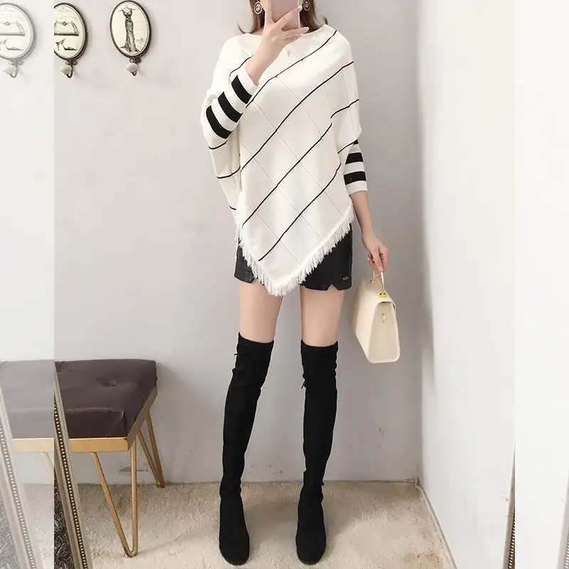 Top Trends: Autumn Winter Fashion Batwing Sleeve Sweaters For Female 2023 Loose Korean Striped Printed Knitted Pullovers Women's Clothing Shoppable Styles