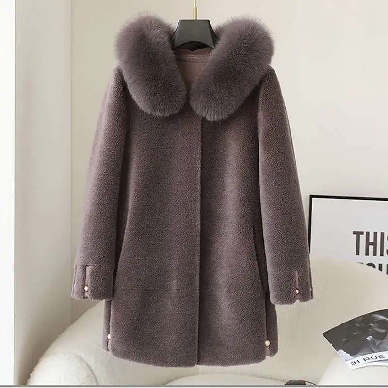 Top Trends: Women&#039;s Sheep Shearling Coats For Women 2023 Winter Clothing Hooded Solid Real Fur Coat Female Wool Jackets Casaco Feminino E618 Shoppable Styles