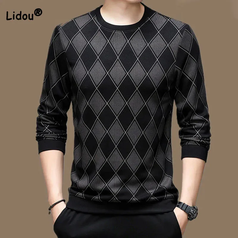 Top Trends: Spring Autumn New Male Clothes Trend Printed Round Neck Tops 2023 Fashionable Long Sleeve High Quality Luxury Men's T-shirt Shoppable Styles