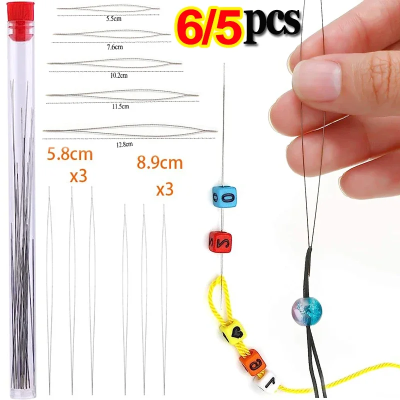 Top Trends: 5 / 6Pcs Open Beading Needles Pins Curved Needle Beads Bracelet Necklace DIY Jewelry Making Tools Handmade Beaded Threading Pin Shoppable Styles