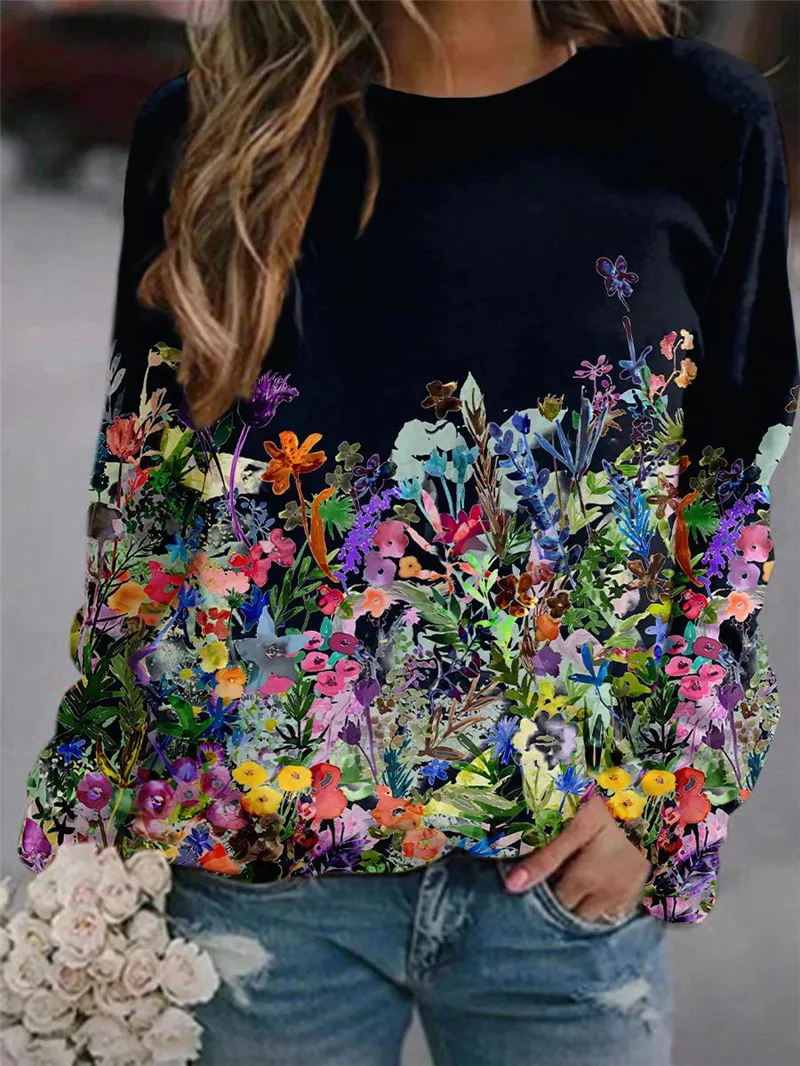 Top Trends: 2024 New Autumn And Winter Flower 3d Digital Printing Long-sleeved Round Neck Sweatshirt Women&#039;s Extra Large Size Xxs-6XL Shoppable Styles