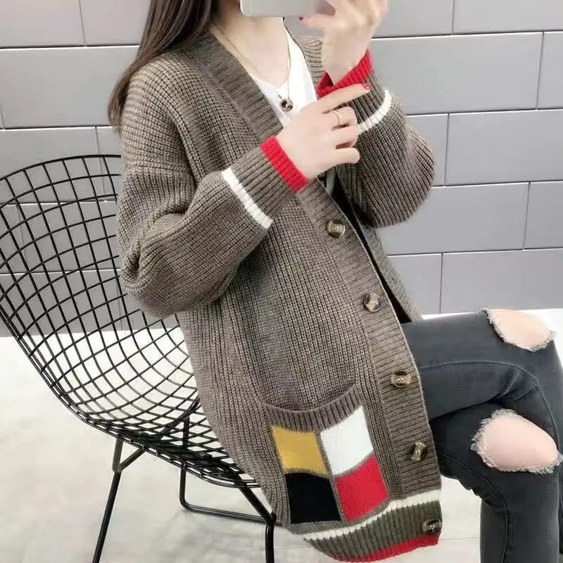 Top Trends: 2023 Autumn And Winter Women's New Fashion Casual Mid Length Cardigan Sweater Korean Versatile Fashion Outwear Knitted Coat Shoppable Styles - Image 3