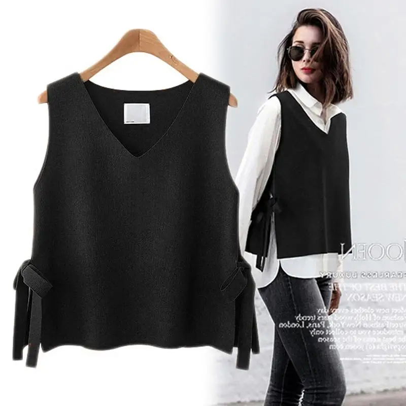 Top Trends: Women Vest Spring And Autumn Short Women's Vest Korean Version Of The Wool Vest Women's Belt With Knit Wild Wear Cashmere Vest Shoppable Styles - Image 4