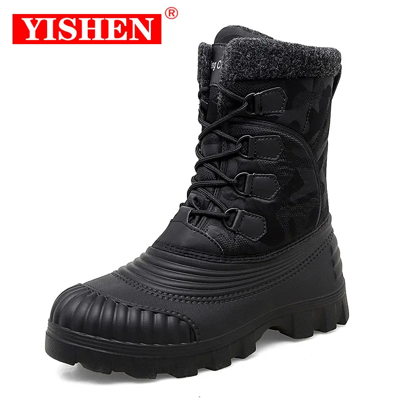 Top Trends: YISHEN Winter Men Snow Boots Waterproof Hiking Shoes Warm Fur Mid-calf Duck Boots For Men Outdoor Climbing Botas De Hombre Shoppable Styles