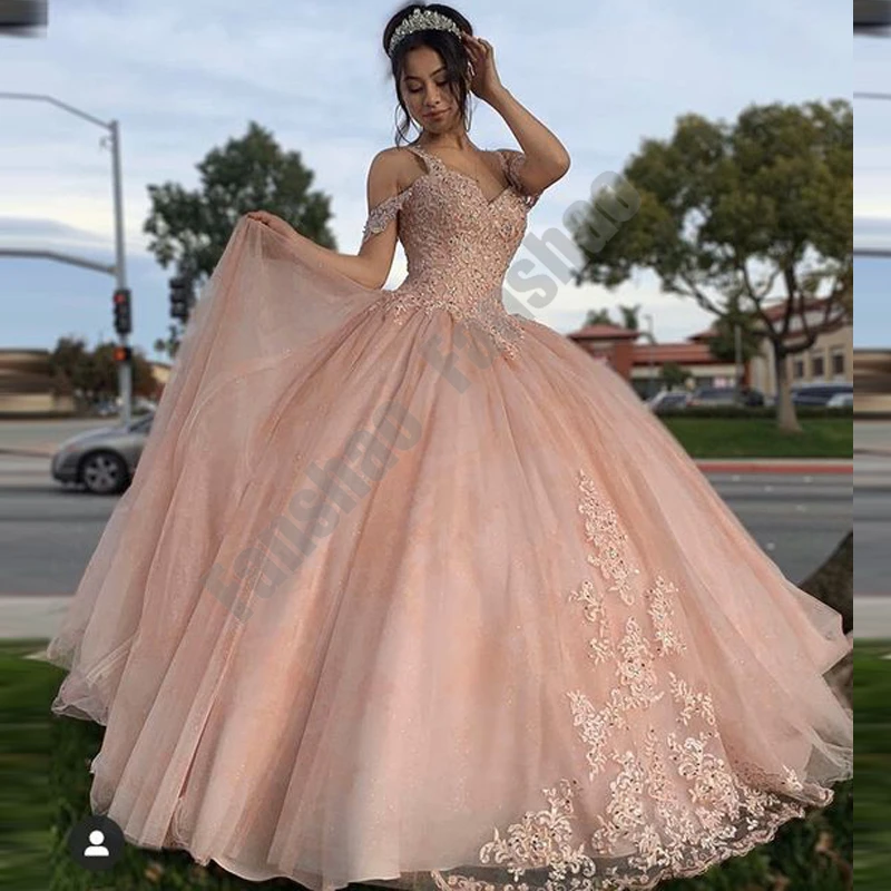 Top Trends: Fanshao Wd708 Quinceanera Dresses Spaghetti Strap Vestido Appliques Lace Beads Sequin For 15 Girls Ball Formal Gowns Cut-Out Shoppable Styles