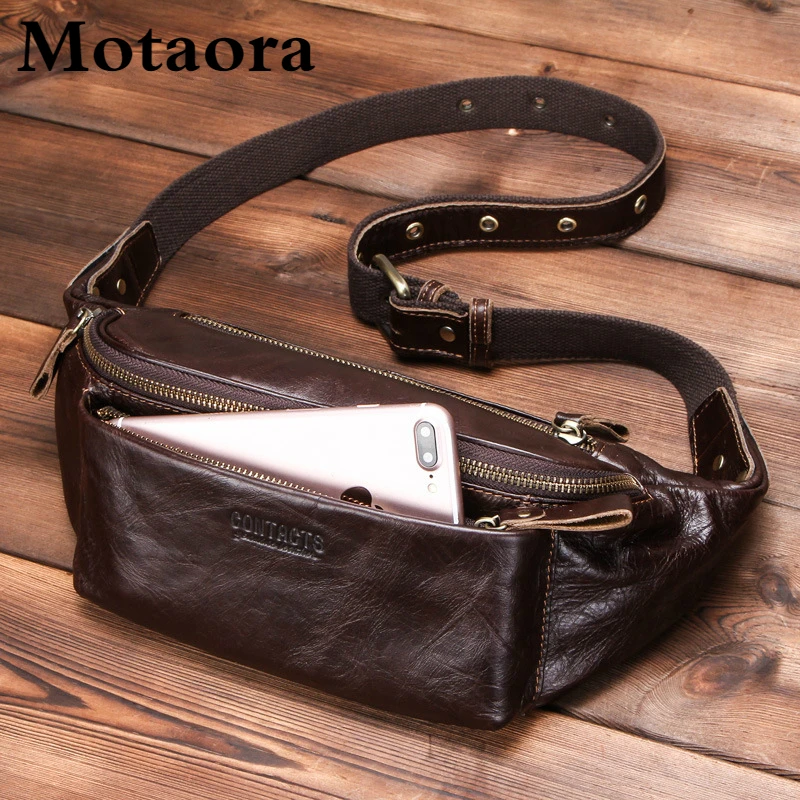 Top Trends: MOTAORA Men's Waist Bag Genuine Leather Chest Bags For Male Casual Travel Multifunctional Phone Bag Fashion Portable Sport Bags Shoppable Styles