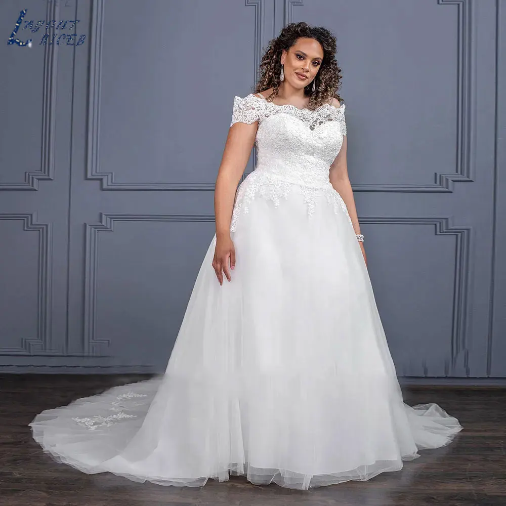 Top Trends: LAYOUT NICEB Elegant Plus Size Boat Neck Wedding Dresses Simple Off Shoulder Lace Bridal Gowns Tulle Applique Vestidos De Noiva Shoppable Styles