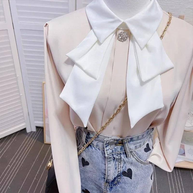 Top Trends: Women Clothing Fashion Solid Loose Shirts Spring Office Lady Elegant Ruffles Casual Blouses Female Diamonds Sweet Chic Top Shoppable Styles