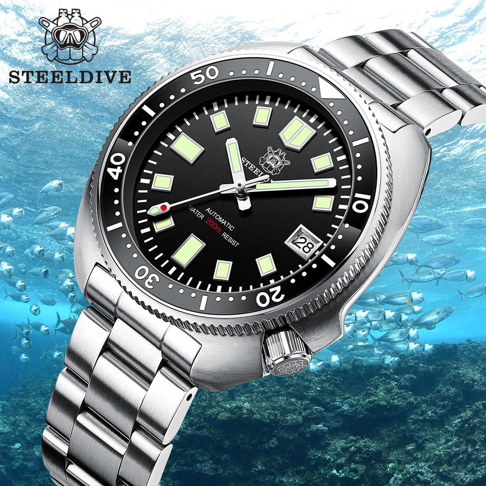 Top Trends: SD1970 Steeldive Brand 200M Waterproof Sapphire Glass 44MM Men NH35 Dive Watch With Ceramic Bezel Shoppable Styles