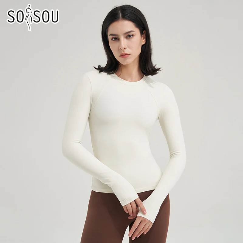 Top Trends: SOISOU Nylon Gym Top Yoga Shirt Fitness Sport Women Clothing Elastic Breathable Pilates Long Sleeve Tops 5 Colors 4 Size Shoppable Styles