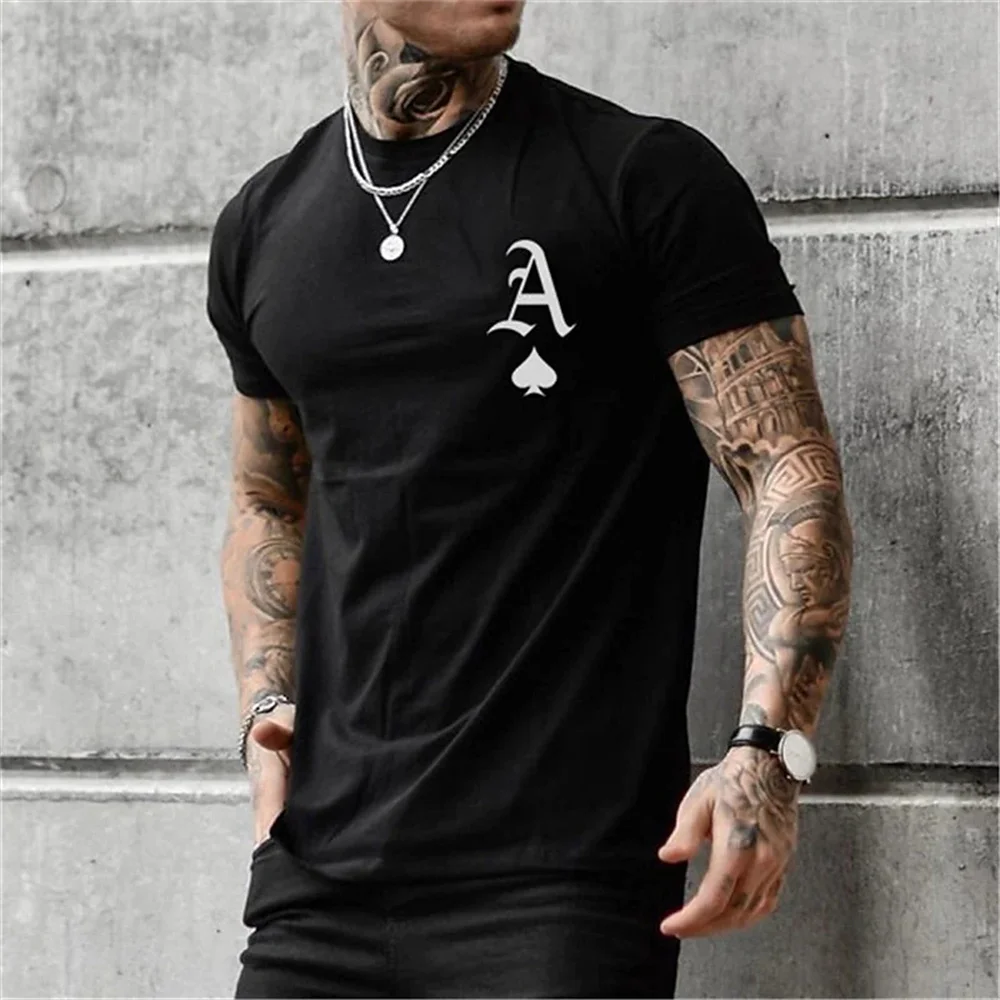 Top Trends: Simple T-shirt For Men Poker Card Print Everyday Casual Clothing Retro Sweatshirt Oversized Shirt High Quality Crew Neck T-shirt Shoppable Styles