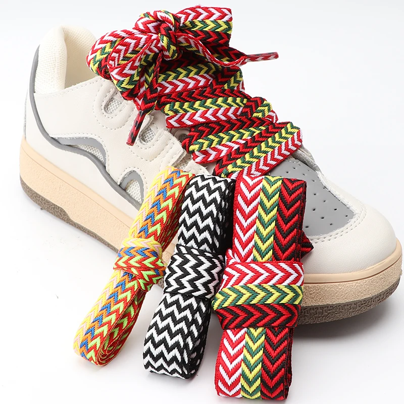 Top Trends: Fashion Luxury Brand Flat Shoelaces For Sneakers Wavy Bread Shoe Laces Trend Shoes Lace Shoestrings Width 1.5cm / 2cm / 3cm Shoelace Shoppable Styles