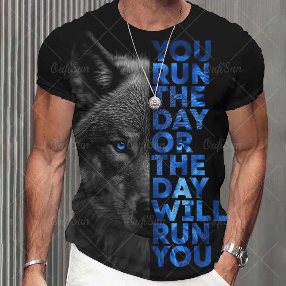 Top Trends: Vintage T-Shirts For Men 3D Wolf Printing Short Sleeve Top Fashion Street Hip Hop T Shirt Oversized Tee Shirt Men Clothing Hot Shoppable Styles - Image 2