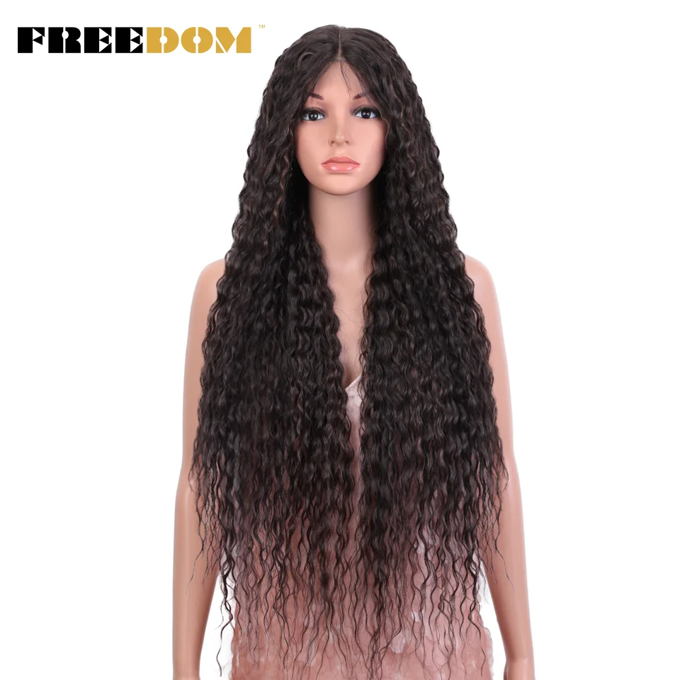 Top Trends: FREEDOM Synthetic Lace Front Wigs 34 Inch Long Curly Hair Lace Wigs For Women Ombre Brown Bug Lace Front Cosplay Wig Shoppable Styles