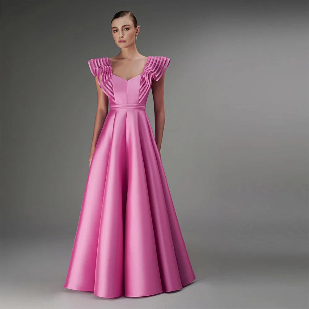 Top Trends: Sevintage Elegant Pink Prom Dresses Cap Sleeves A-Line Pleat Ruched Evening Gowns Formal Party Dress Vestidos de festa 2023 Shoppable Styles