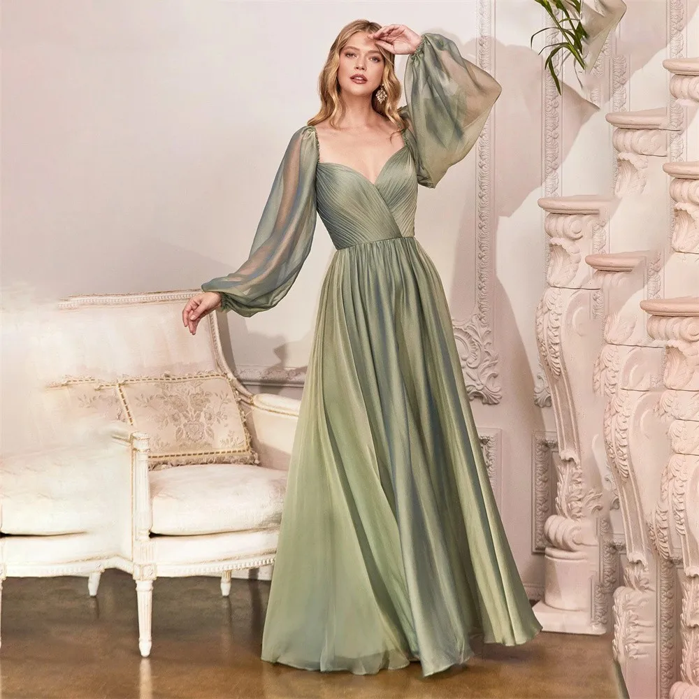 Top Trends: Long Sleeves Pleated Graduation Prom Gowns Wedding Sweep Train Party Dresses Robe De Soiree Elegant A-Line Evening Dresses 2023 Shoppable Styles