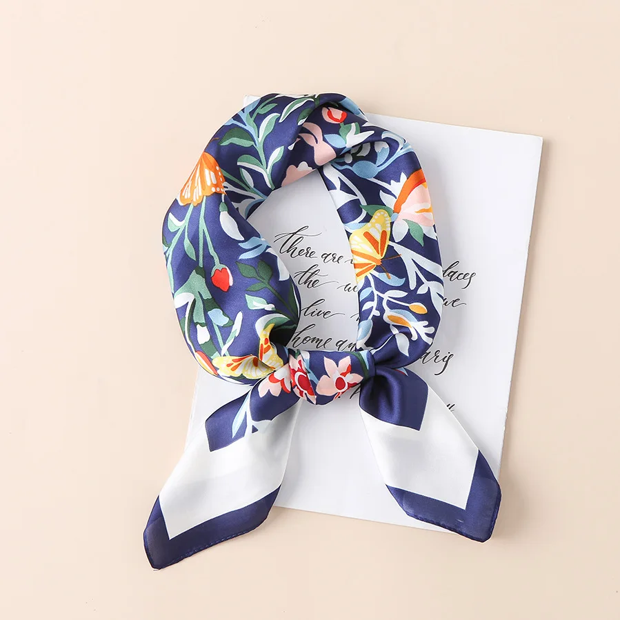 Top Trends: New 70x70cm Women Multifunction Polyester Silk Scarf Charming Flower Printed Casual Satin Small Square Wraps Scarves Shawl 2023 Shoppable Styles