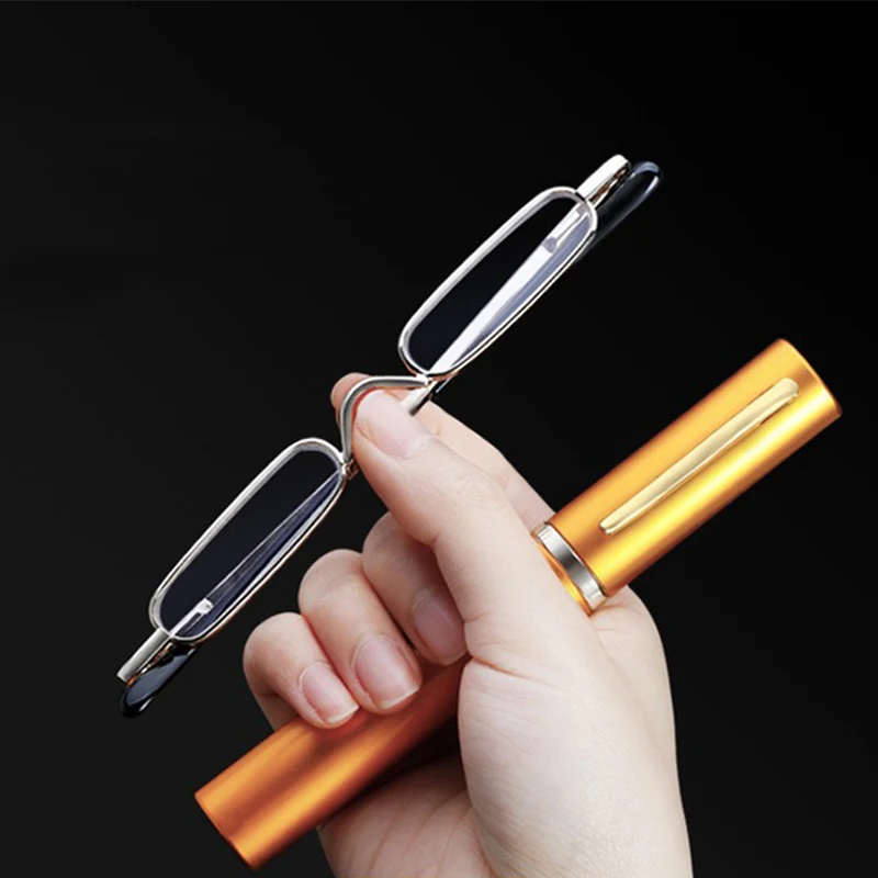 Top Trends: Mini Folding Reading Glasses Pen Clip Case Presbyopic Glasses Golden Magnifier Eyewear Small Reading Glasses Foldable Portable Shoppable Styles - Image 6