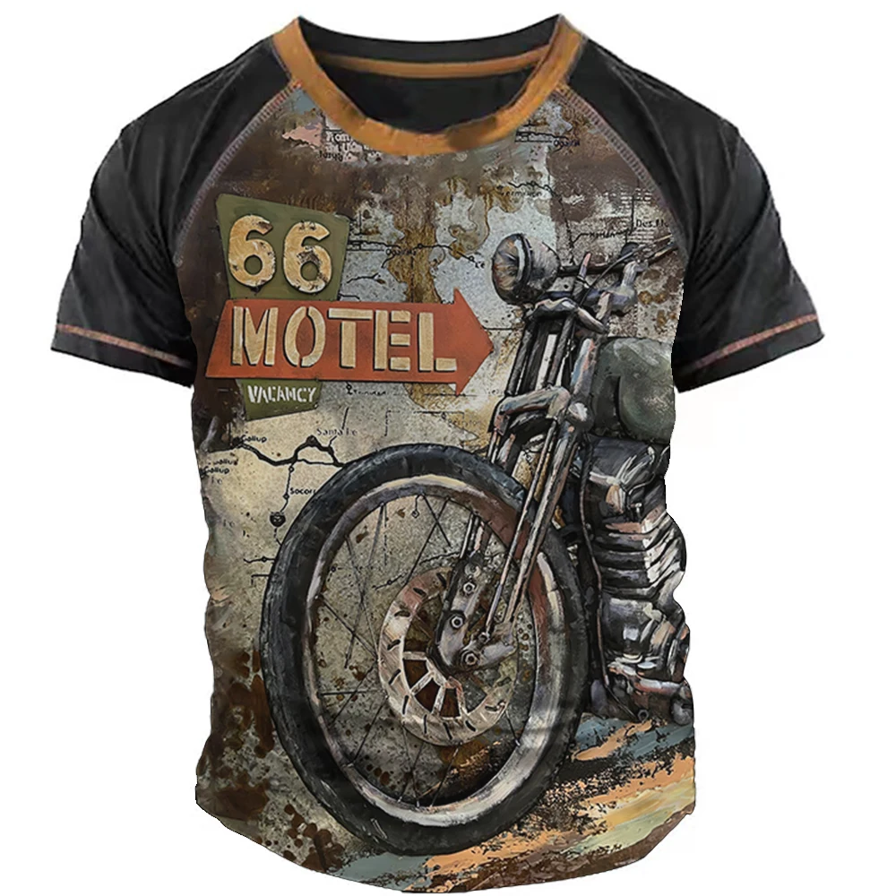 Top Trends: Vintage Motorcycle T Shirts For Men Summer Clothing 3d Graphics T-shirts Streetwear Short Sleeve Tops Male Motorcycle Shirts Tee Shoppable Styles