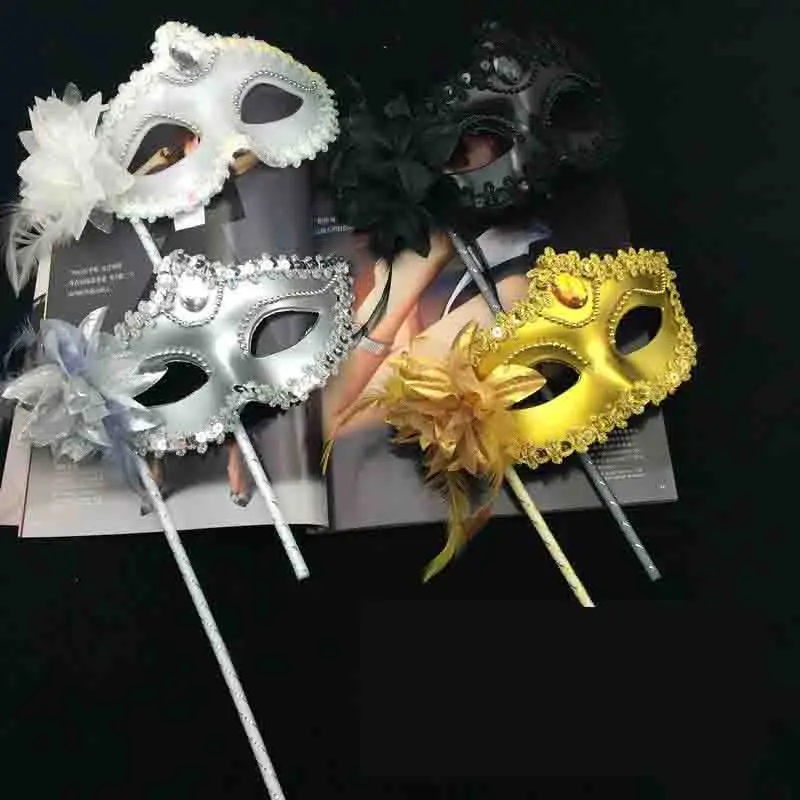 Top Trends: Women Handheld Masquerade Masks White Lace Veil Translucent Half Face Mask On Stick Side Feather Flower Festival Costume Party Shoppable Styles