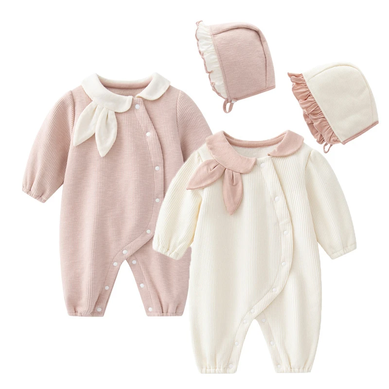 Top Trends: Autumn Winter Newborn Baby Girls Clothes Thicken Fleece Warm Rabbit Jumpsuit Set Girls Rompers + Hats Shoppable Styles