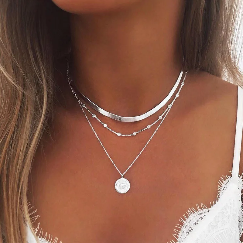 Top Trends: 925 Sterling Silver Three-Layer Round Necklace Simple Snake Chain Charm Ball Chain Party Gift For Women&#039;s Exquisite Jewelry Shoppable Styles