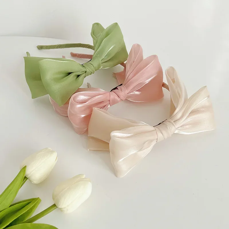 Top Trends: Spring / Summer Gir Bow Bezel Headband Solid Color Hair Band Diademas Para El Pelo Mujer Ободок Mujer 리본머리띠 Headbands For Women Shoppable Styles