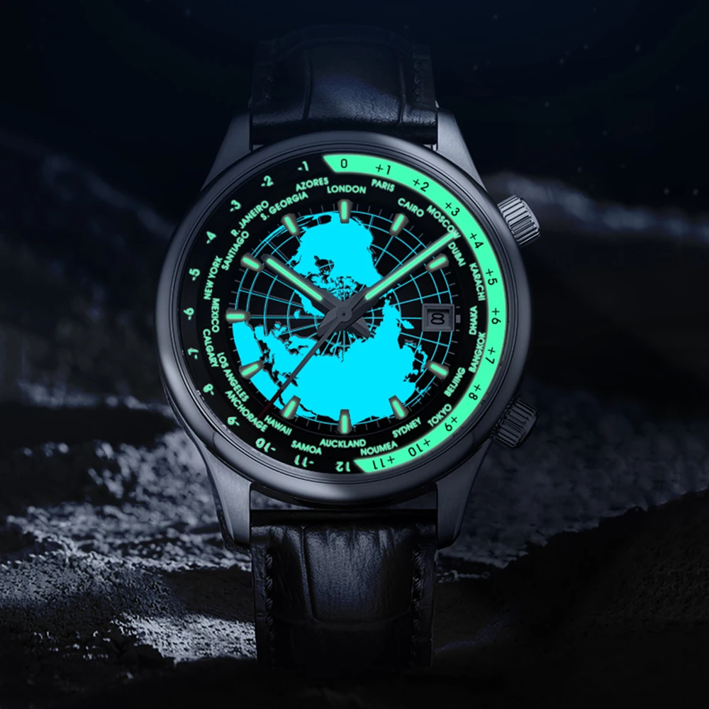 Top Trends: Luxury Automatic Watch Men World Time Mechanical Wristwatches Business 41mm Multiple Time Zone Luminous Clocks Welly Merck 2023 Shoppable Styles