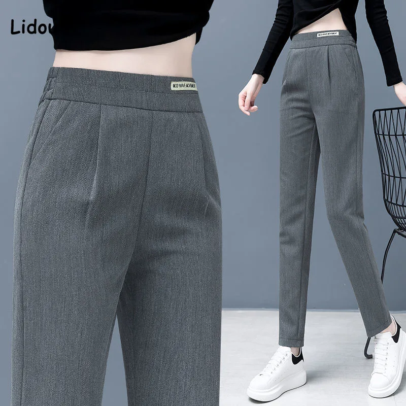 Top Trends: Office Lady Solid Color High Waist Commute Suit Pants Spring Casual Simplicity Pockets Straight Trousers Fashion Women Clothing Shoppable Styles