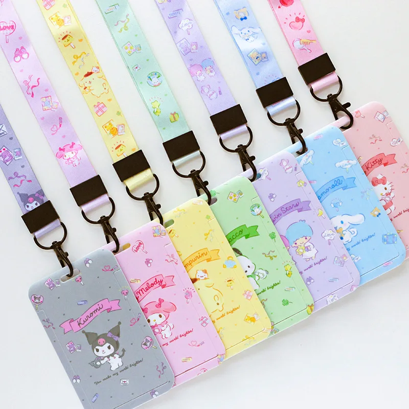 Top Trends: New Hello Kitty Melody Kulomi Student Campus Hanging Neck Bag Sanrio Anime Pvc Card Holder Lanyard ID Protective Case Gifts Shoppable Styles