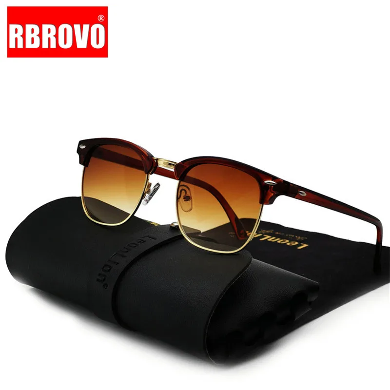 Top Trends: RBROVO Semi-Rimless Retro Sunglasses Men 2023 Luxury Brand Glasses For Women / Men Classic Glasses Men Lunette Soleil Femme Uv400 Shoppable Styles