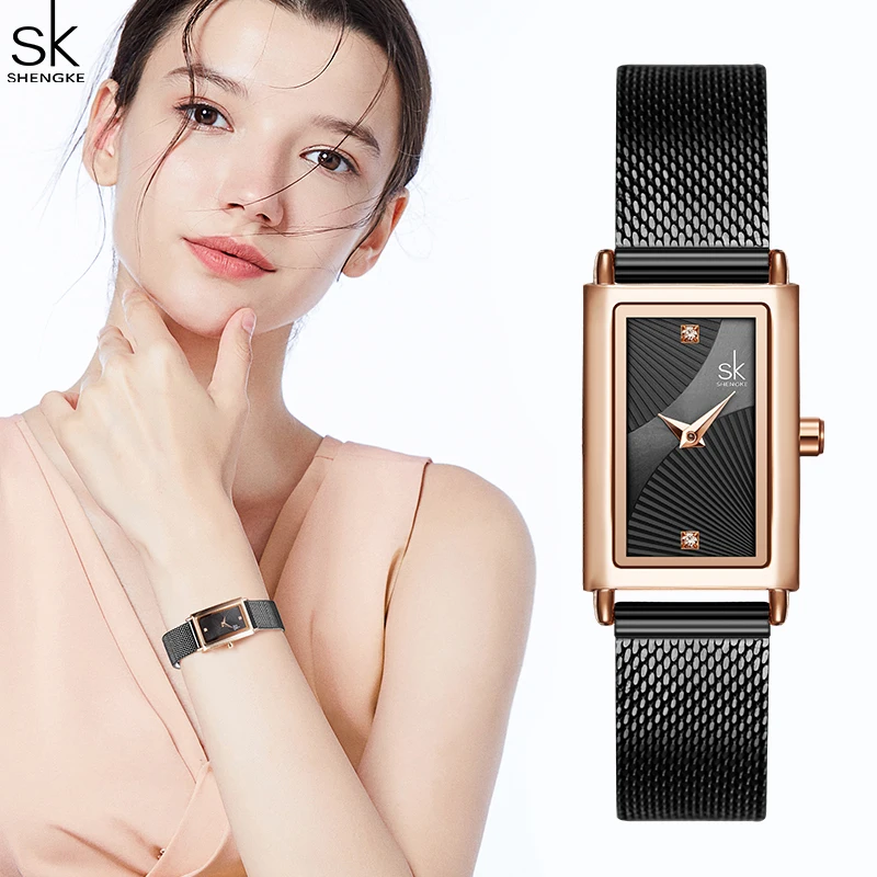 Top Trends: Shengke Women Watches Fashion Geneva Designer Ladies Watch Luxury Brand Rectangle Quartz Gold Wrist Watch Luxury Gifts For Women Shoppable Styles