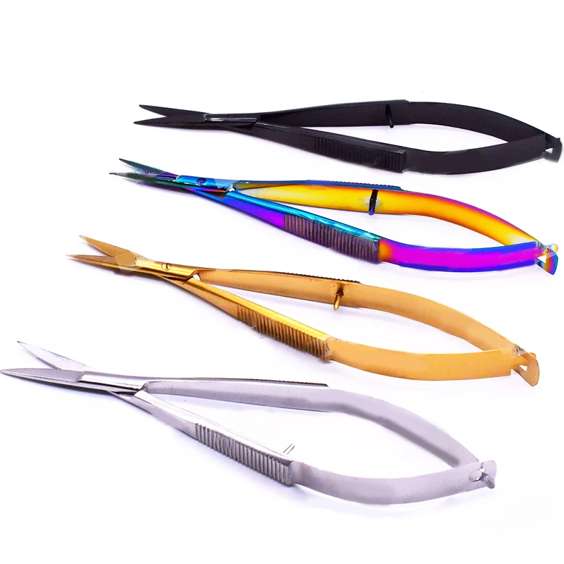 Top Trends: 1Pcs Curved Straight Spring Scissor Permanent Makeup Microblading Eyebrow Eyeliner Stainless Steel Tattoo Supplies Tools Shoppable Styles