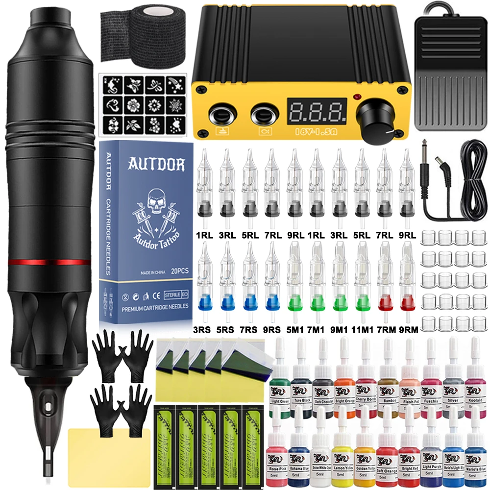 Top Trends: Professional Tattoo Machine Kit Set Cartridge Tattoo Pen Kit Power Supply Needle Ink DC Rotary Tattoo Gun Tattoo Supplies Shoppable Styles