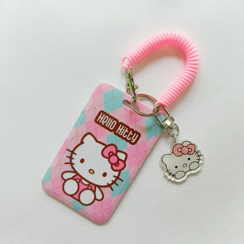 Top Trends: Hello Kitty Kulomi Melody Cartoons Protective Case Sanrio PVC Card Holder+ spring Rope Lanyard ID Anti-lost Pendant Keychain Shoppable Styles